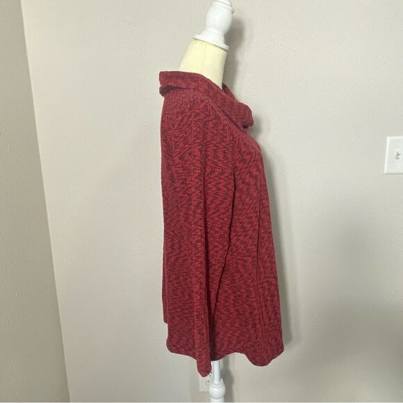 Habitat Red & Black Cowl Neck Front Overlay Wrap Tunic Sweater Women's Size M - Picture 9 of 15